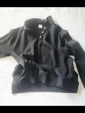 PINK Victoria's Secret Black Quarter-Snap Pullover Sweatshirt